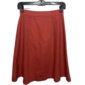 Vintage 70s College Town A-line Skirt Size S Dark Melon Orange Red Linen Blend